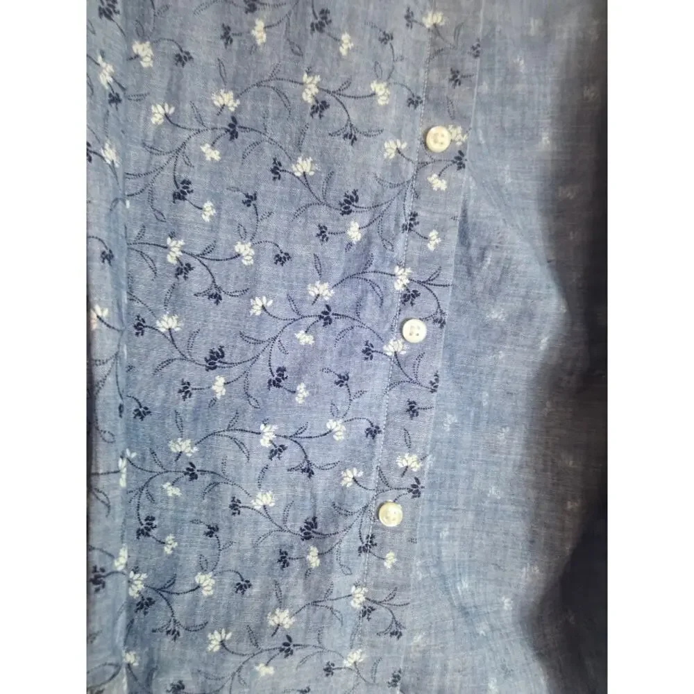 J,Crew Men Blue Denim Floral Print 